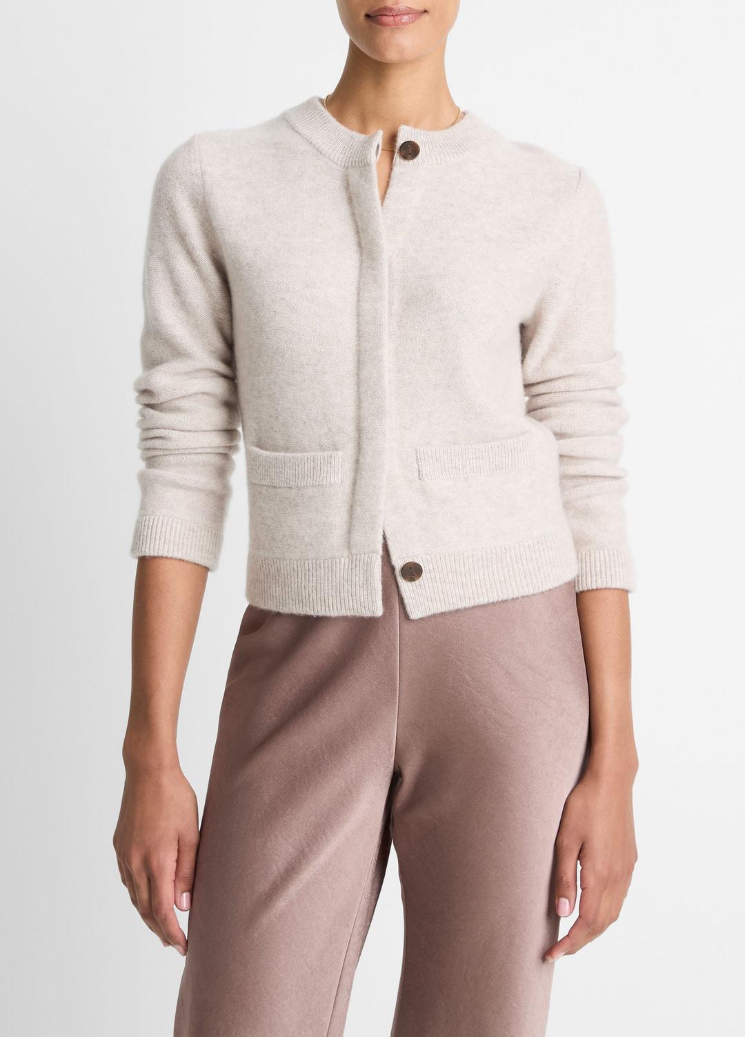 Plush Cashmere Shrunken Cardigan in Cardigans - MARBLE | VINCE Women