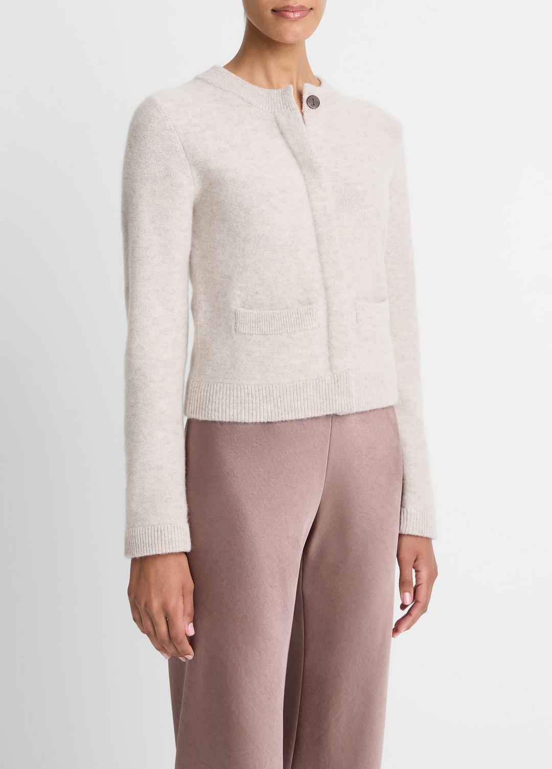 Plush Cashmere Shrunken Cardigan in Cardigans - MARBLE | VINCE Women