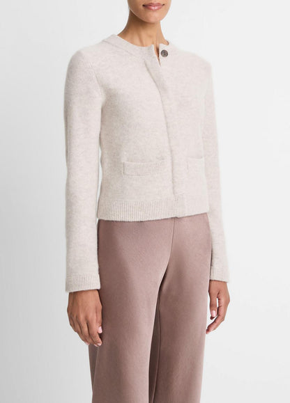 Plush Cashmere Shrunken Cardigan in Cardigans - MARBLE | VINCE Women