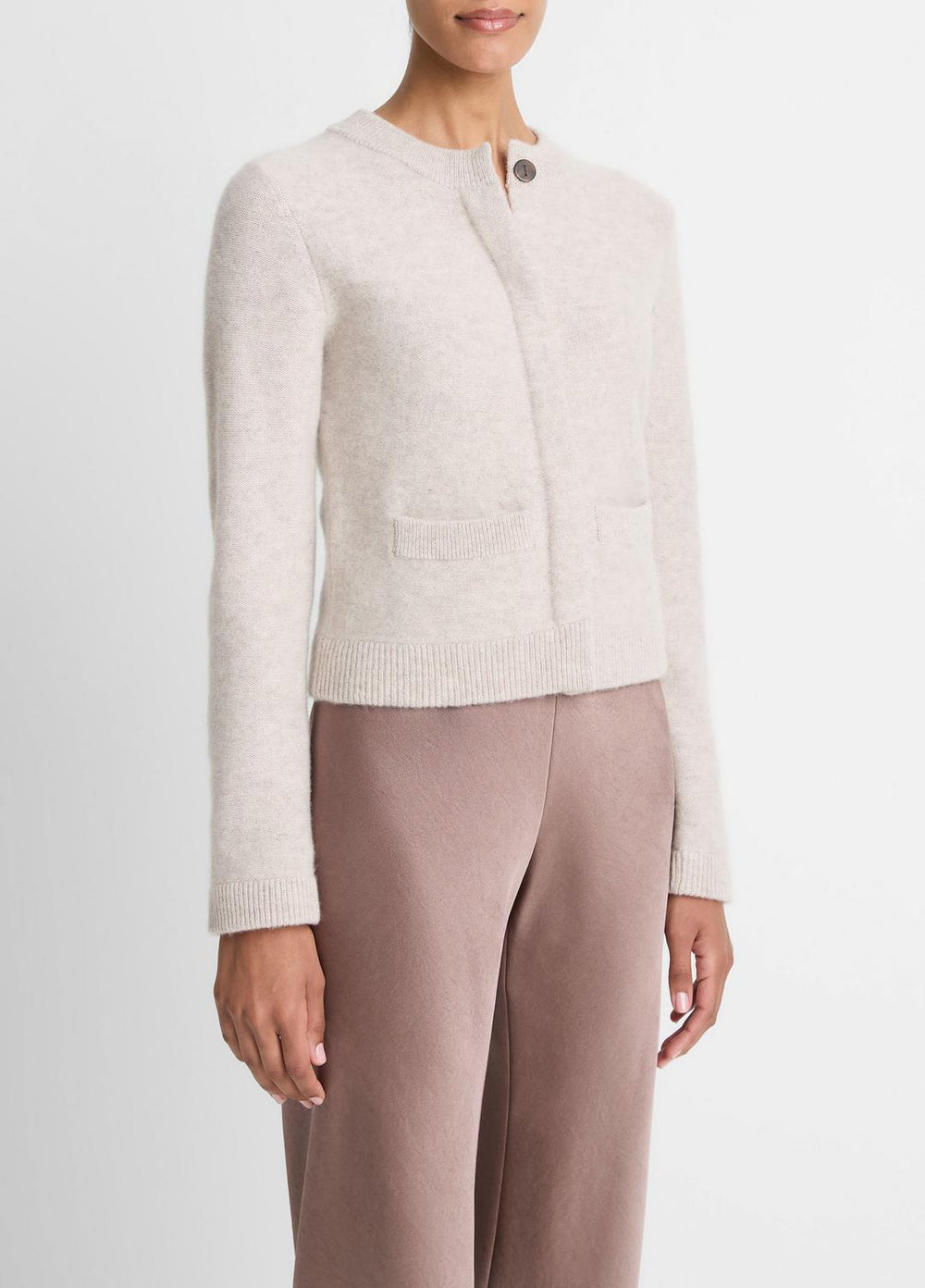 Plush Cashmere Shrunken Cardigan in Cardigans - MARBLE | VINCE Women