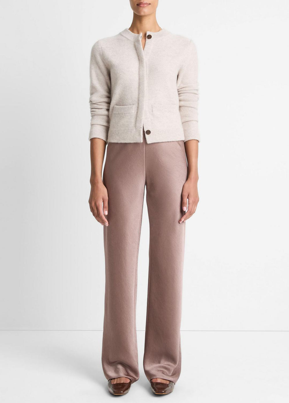 Plush Cashmere Shrunken Cardigan in Cardigans - MARBLE | VINCE Women
