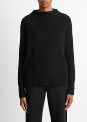 Plush Cashmere Funnel-Neck Sweater in Turtleneck - BLACK | VINCE Women