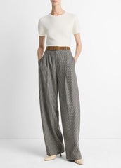 Wool & Cashmere-Blend Short-Sleeve Sweater in Crew Neck - OFF WHITE | VINCE Women