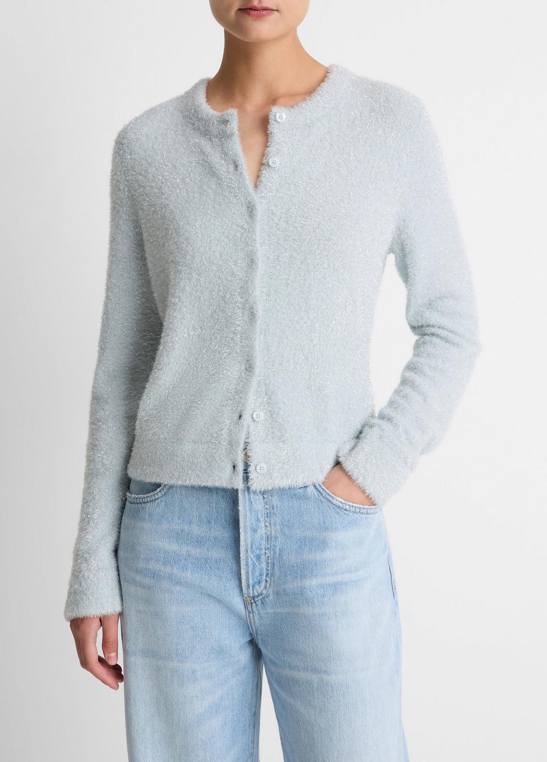 Metallic Eyelash Cardigan in Cardigans - GLACIER | VINCE Women