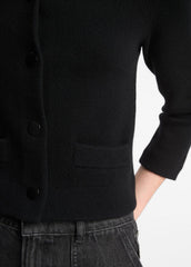 Wool-Blend Shrunken Snap Cardigan in Cardigans - BLACK | VINCE Women