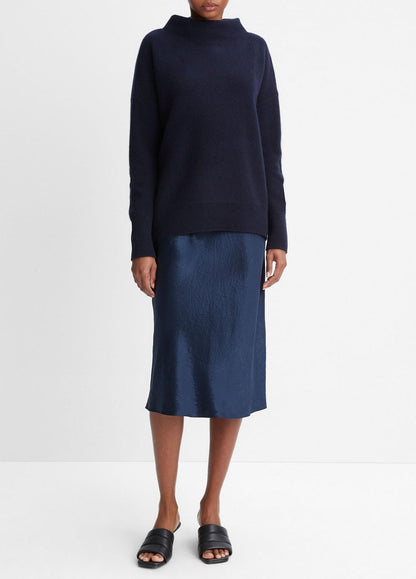 Plush Cashmere Funnel-Neck Sweater in Turtleneck - COASTAL BLUE | VINCE Women