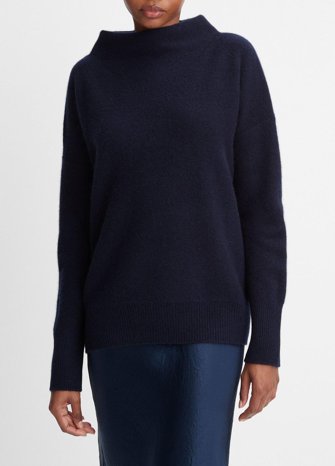 Plush Cashmere Funnel-Neck Sweater in Turtleneck - COASTAL BLUE | VINCE Women