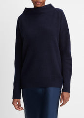 Plush Cashmere Funnel-Neck Sweater in Turtleneck - COASTAL BLUE | VINCE Women