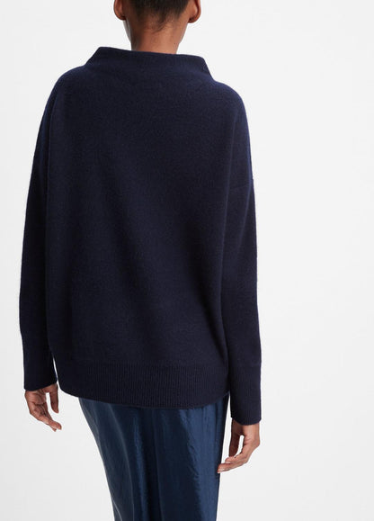 Plush Cashmere Funnel-Neck Sweater in Turtleneck - COASTAL BLUE | VINCE Women