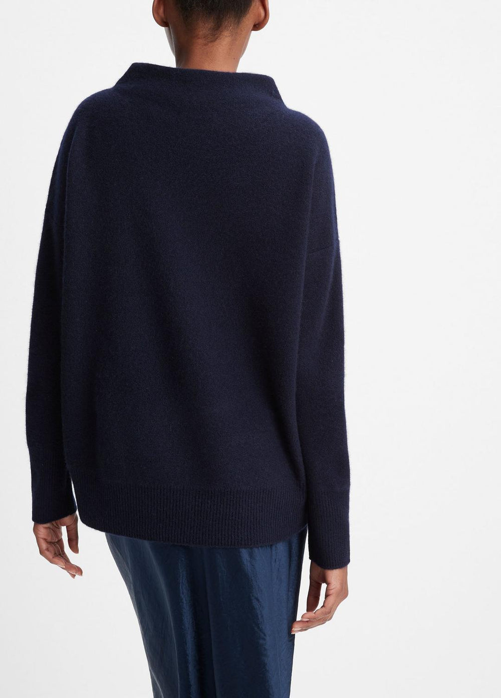 Plush Cashmere Funnel-Neck Sweater in Turtleneck - COASTAL BLUE | VINCE Women