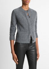Plush Cashmere Shrunken Cardigan in Cardigans - HEATHER GRAPHITE | VINCE Women