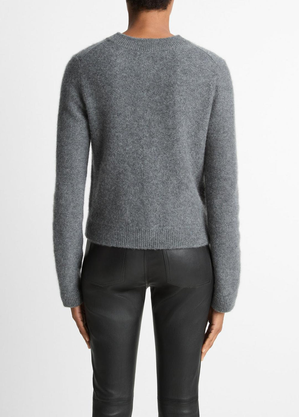 Plush Cashmere Shrunken Cardigan in Cardigans - HEATHER GRAPHITE | VINCE Women