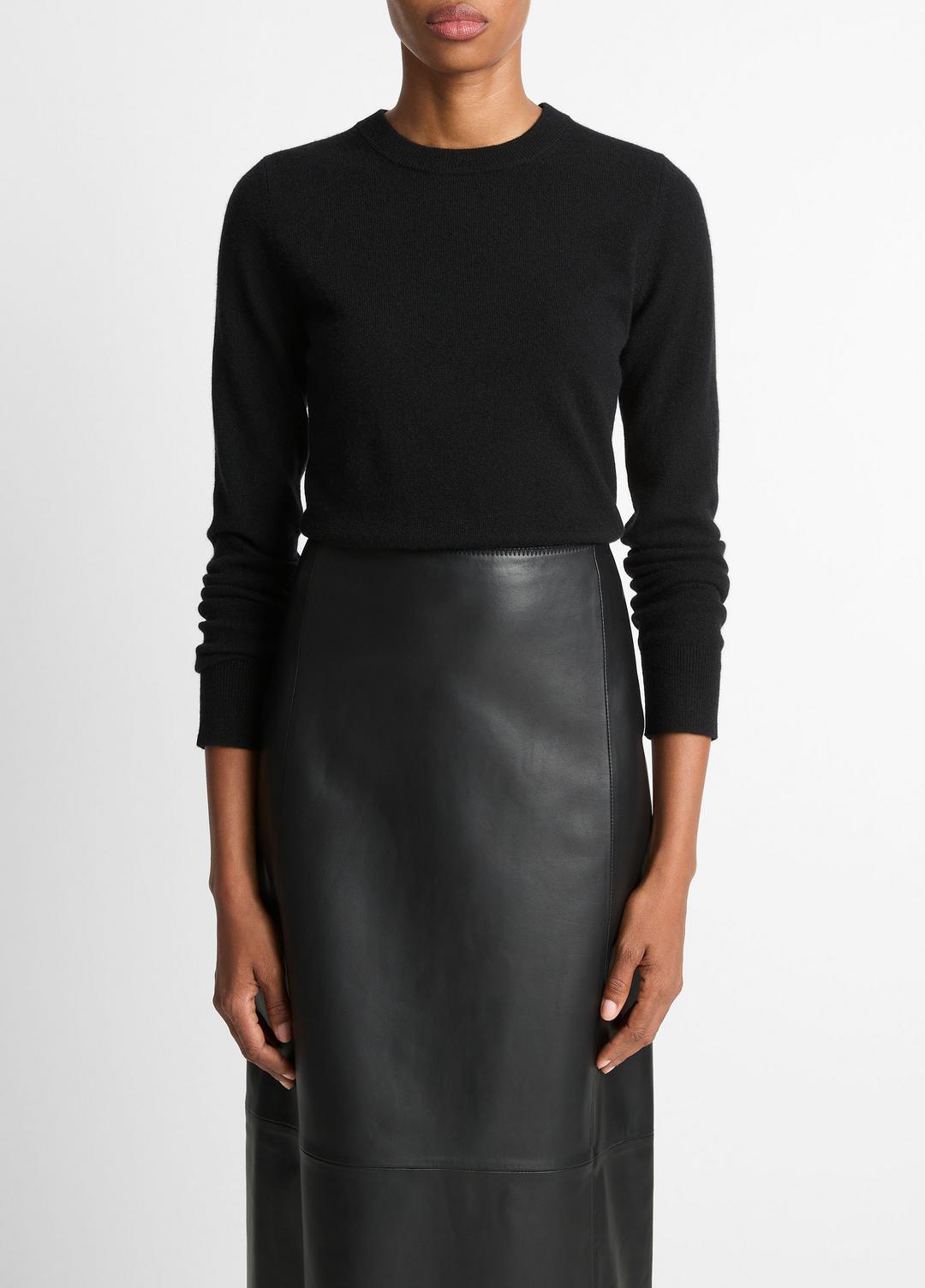 Cashmere Crew Neck Sweater in Crew Neck - BLACK | VINCE Women