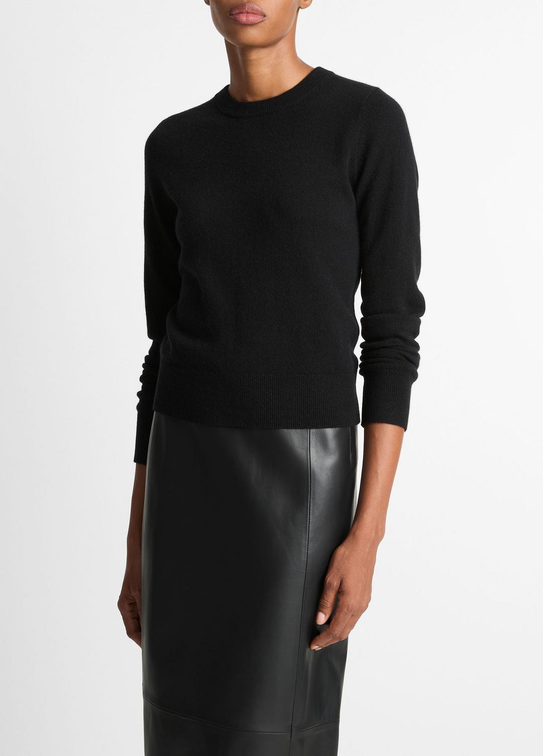Cashmere Crew Neck Sweater in Crew Neck - BLACK | VINCE Women