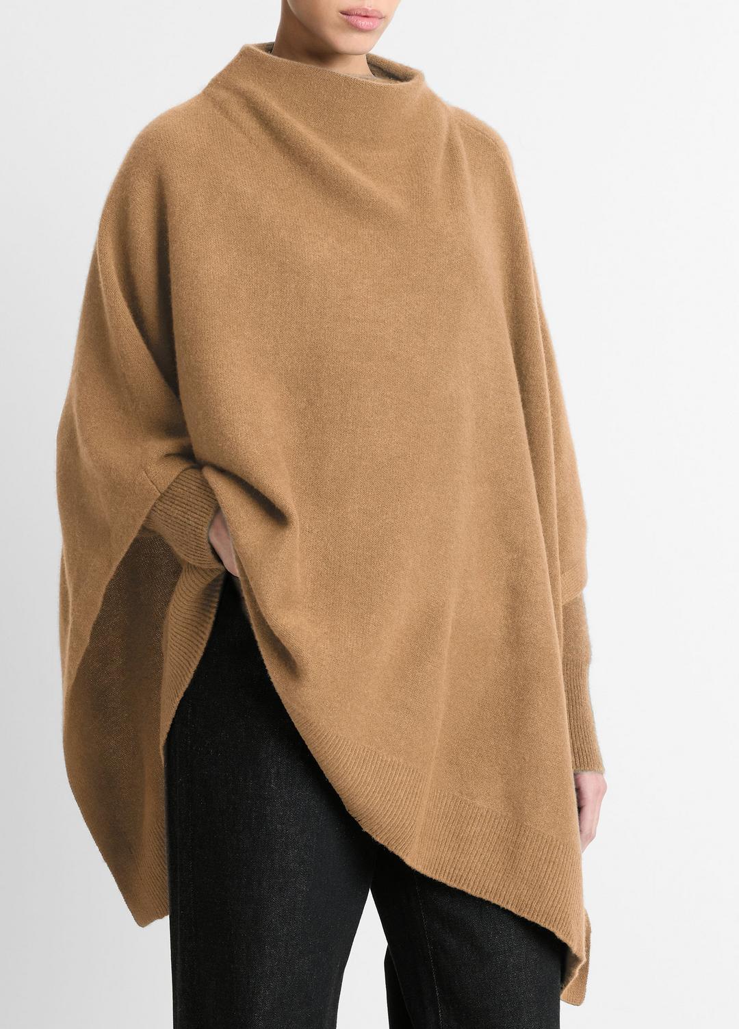 Merino Wool-Cashmere Funnel-Neck Poncho in Accessories - BISCOTTI | VINCE Women