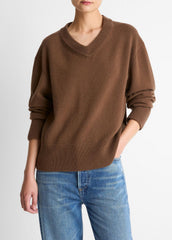 Wool-Cashmere V-Neck Sweater in V-Neck - HAZELNUT | VINCE Women