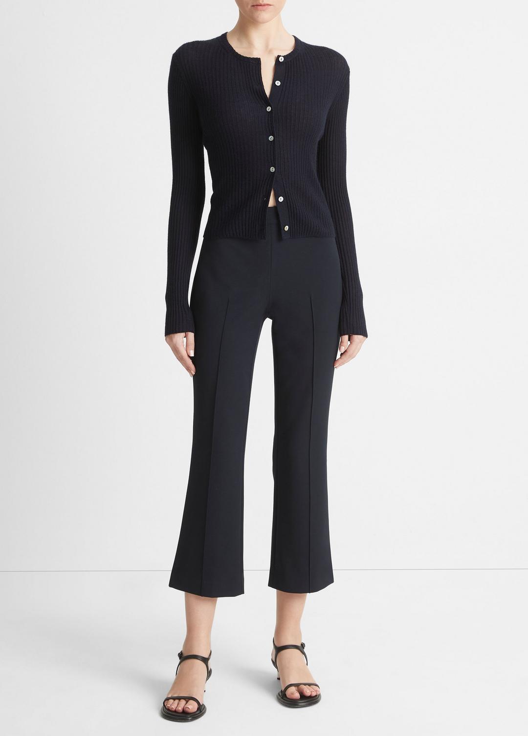 Ribbed Cashmere-Silk Cardigan in Cardigans - COASTAL BLUE | VINCE Women