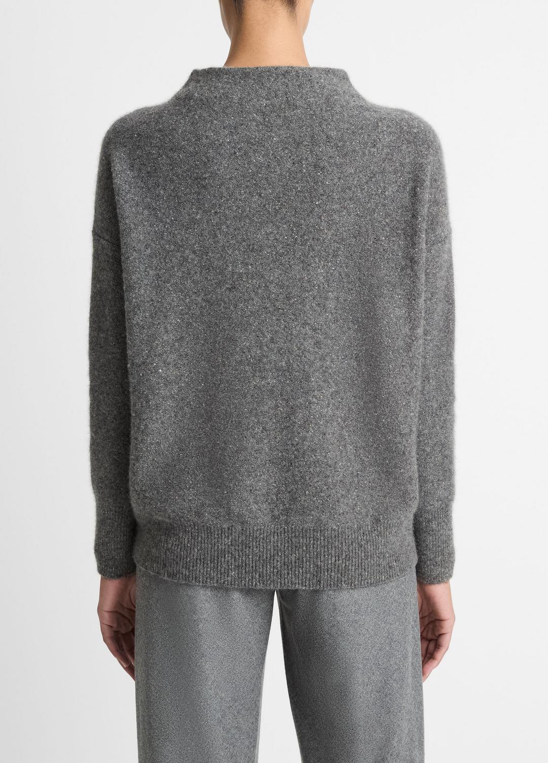 Donegal Cashmere Funnel-Neck Sweater in Turtleneck - MEDIUM HEATHER GREY DONEGAL | VINCE Women