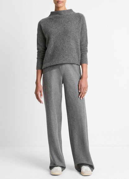 Donegal Cashmere Funnel-Neck Sweater in Turtleneck - MEDIUM HEATHER GREY DONEGAL | VINCE Women