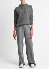 Donegal Cashmere Funnel-Neck Sweater in Turtleneck - MEDIUM HEATHER GREY DONEGAL | VINCE Women