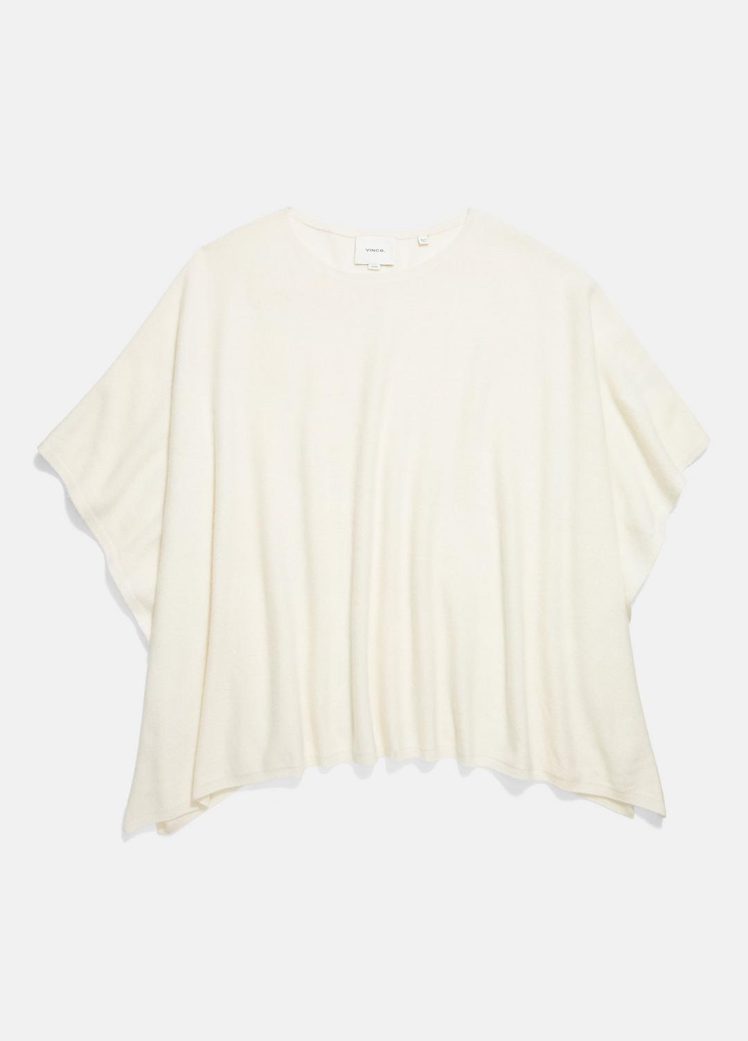Reverse-Jersey Cashmere Boat-Neck Poncho in Sweaters - OPTIC WHITE | VINCE Women