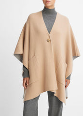 Wool and Cashmere Double-Face Cape in Sweaters - CAMEL GREY | VINCE Women