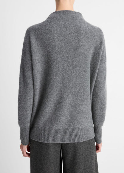 Plush Cashmere Funnel-Neck Sweater in Turtleneck - HEATHER GRAPHITE | VINCE Women