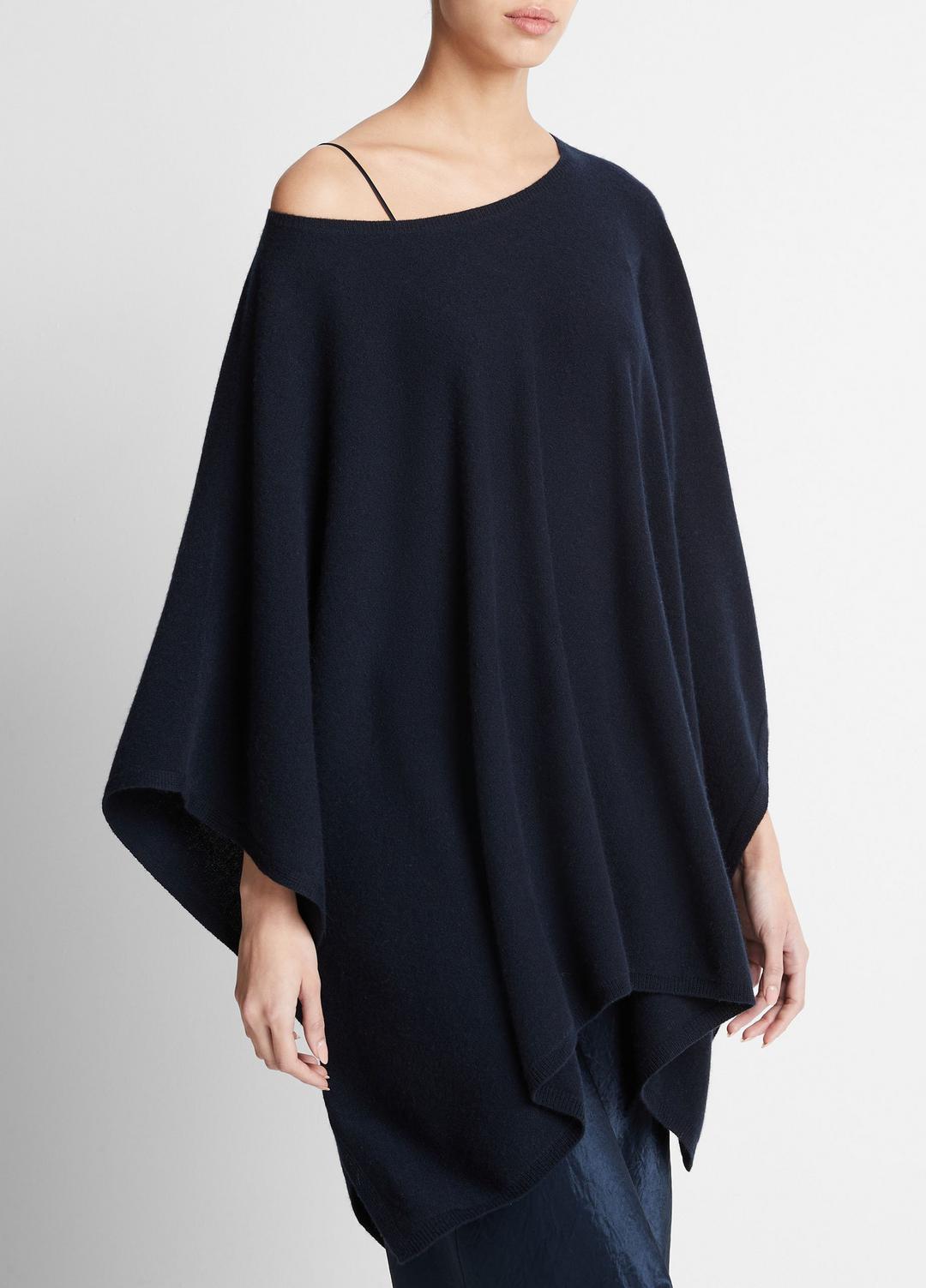 Reverse-Jersey Cashmere Boat-Neck Poncho in Sweaters - COASTAL BLUE | VINCE Women