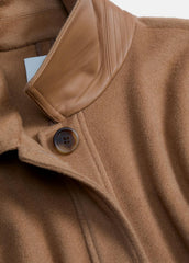 Leather-Trim Wool Cape in Accessories - CAMEL | VINCE Women
