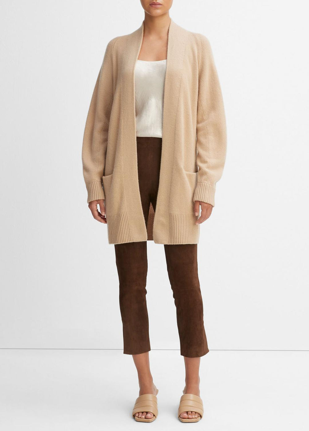 Cashmere Open-Front Cardigan in Cardigans - CAMEL | VINCE Women