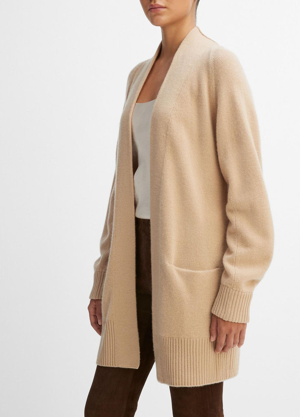 Cashmere Open-Front Cardigan in Cardigans - CAMEL | VINCE Women