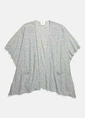 Tipped Jersey-Knit Cashmere Cape in Sweaters - MEDIUM GREY/OFF WHITE | VINCE Women