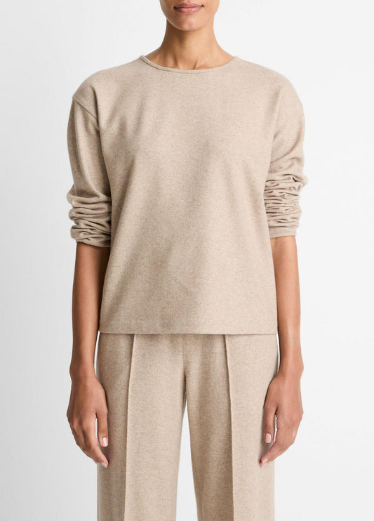 Italian Wool-Blend Lounge Pullover in Sweatshirts & Hoodies - HEATHER MARZIPAN | VINCE Women