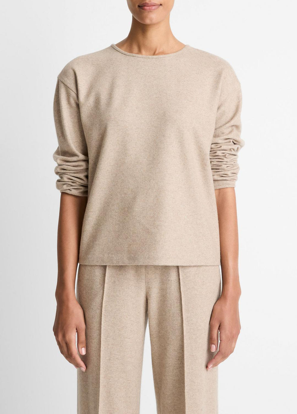 Italian Wool-Blend Lounge Pullover in Sweatshirts & Hoodies - HEATHER MARZIPAN | VINCE Women