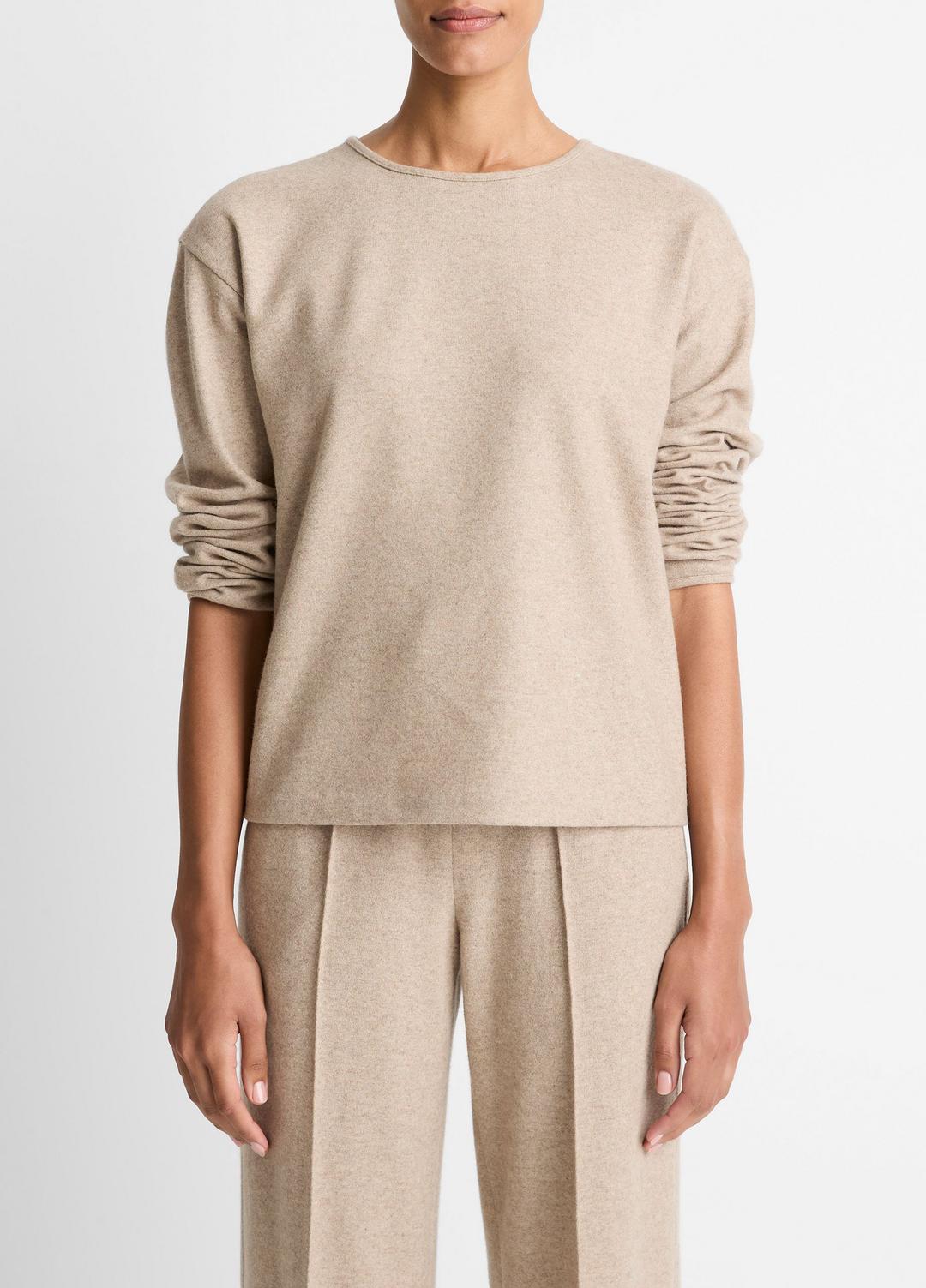Italian Wool-Blend Lounge Pullover in Sweatshirts & Hoodies - HEATHER MARZIPAN | VINCE Women