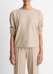 Italian Wool-Blend Lounge Pullover in Sweatshirts & Hoodies - HEATHER MARZIPAN | VINCE Women