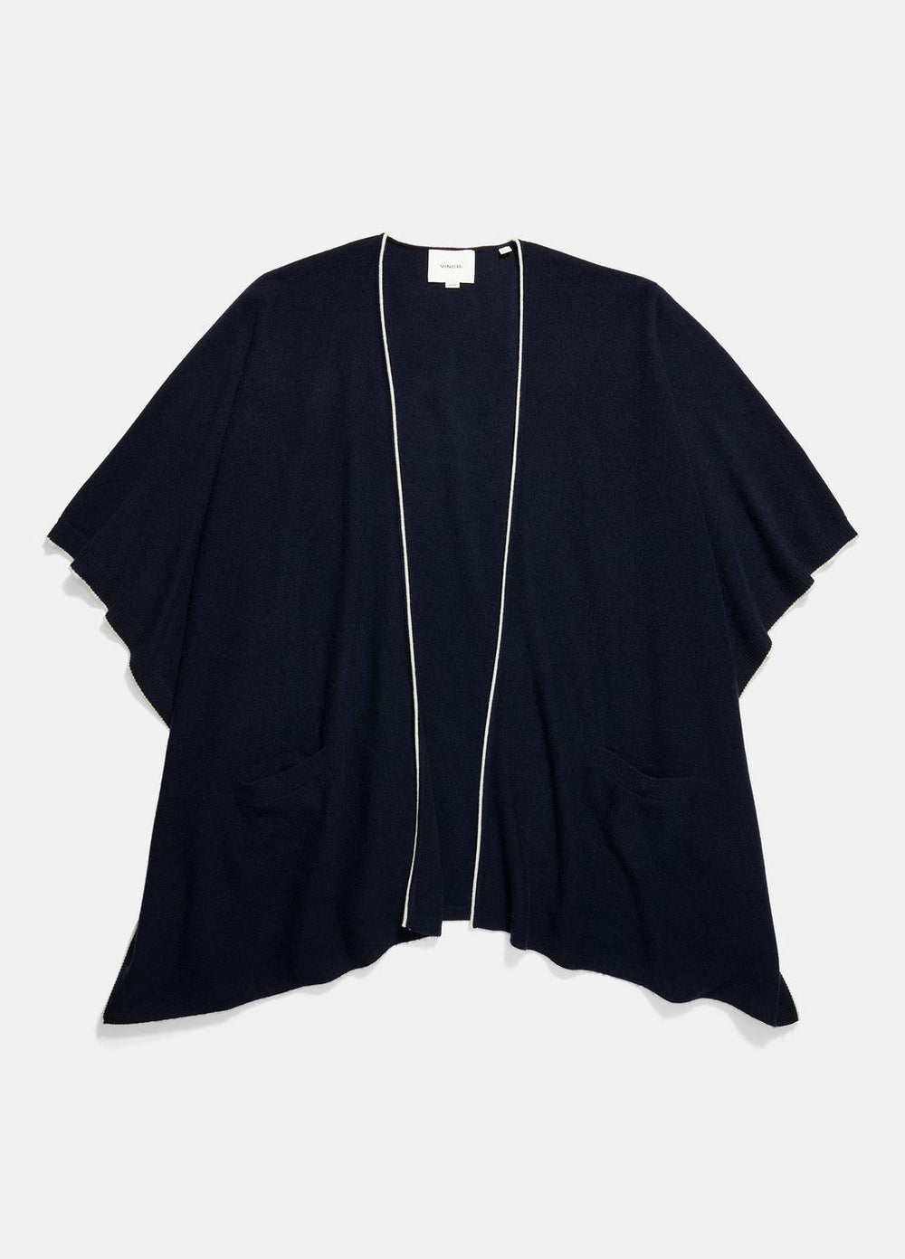 Tipped Jersey-Knit Cashmere Cape in Sweaters - COASTAL BLUE/WHITE | VINCE Women