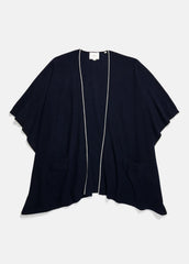 Tipped Jersey-Knit Cashmere Cape in Sweaters - COASTAL BLUE/WHITE | VINCE Women