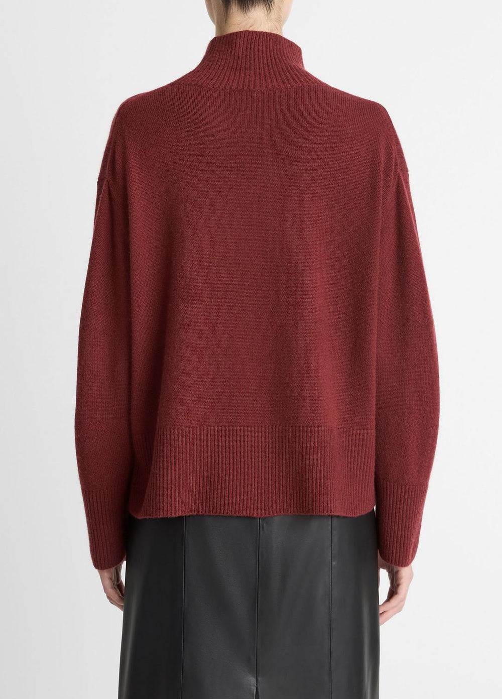 Wool-Cashmere Side-Slit Turtleneck Sweater in Turtleneck - BORDEAUX | VINCE Women