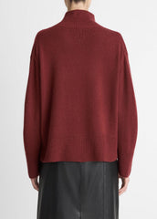Wool-Cashmere Side-Slit Turtleneck Sweater in Turtleneck - BORDEAUX | VINCE Women