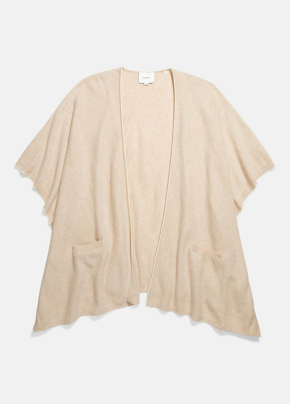 Tipped Jersey-Knit Cashmere Cape in Sweaters - OAK/WHITE | VINCE Women