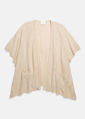 Tipped Jersey-Knit Cashmere Cape in Sweaters - OAK/WHITE | VINCE Women