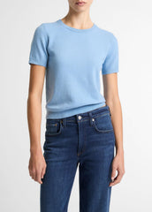 Wool & Cashmere-Blend Short-Sleeve Sweater in Crew Neck - HYDRA | VINCE Women