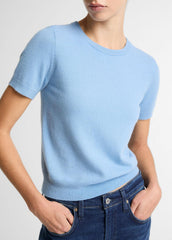 Wool & Cashmere-Blend Short-Sleeve Sweater in Crew Neck - HYDRA | VINCE Women