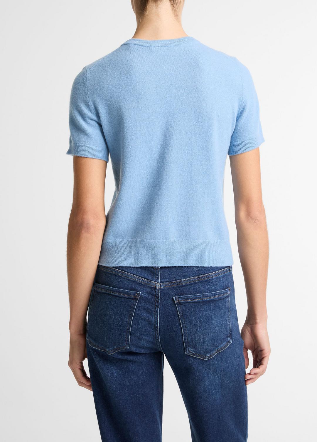 Wool & Cashmere-Blend Short-Sleeve Sweater in Crew Neck - HYDRA | VINCE Women