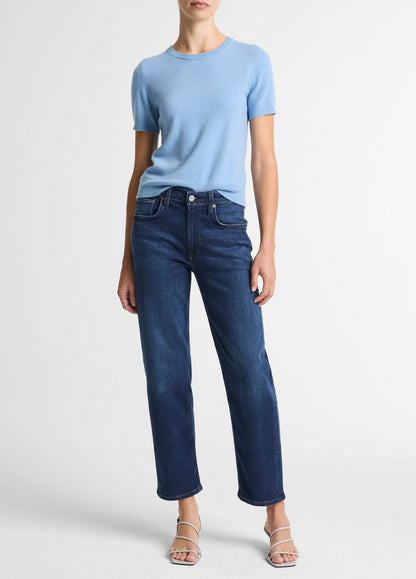 Wool & Cashmere-Blend Short-Sleeve Sweater in Crew Neck - HYDRA | VINCE Women