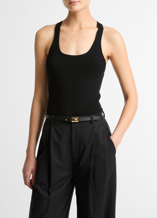 Milano-Stitch Scoop-Neck Sweater Tank in Tank Tops - BLACK | VINCE Women