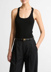 Milano-Stitch Scoop-Neck Sweater Tank in Tank Tops - BLACK | VINCE Women