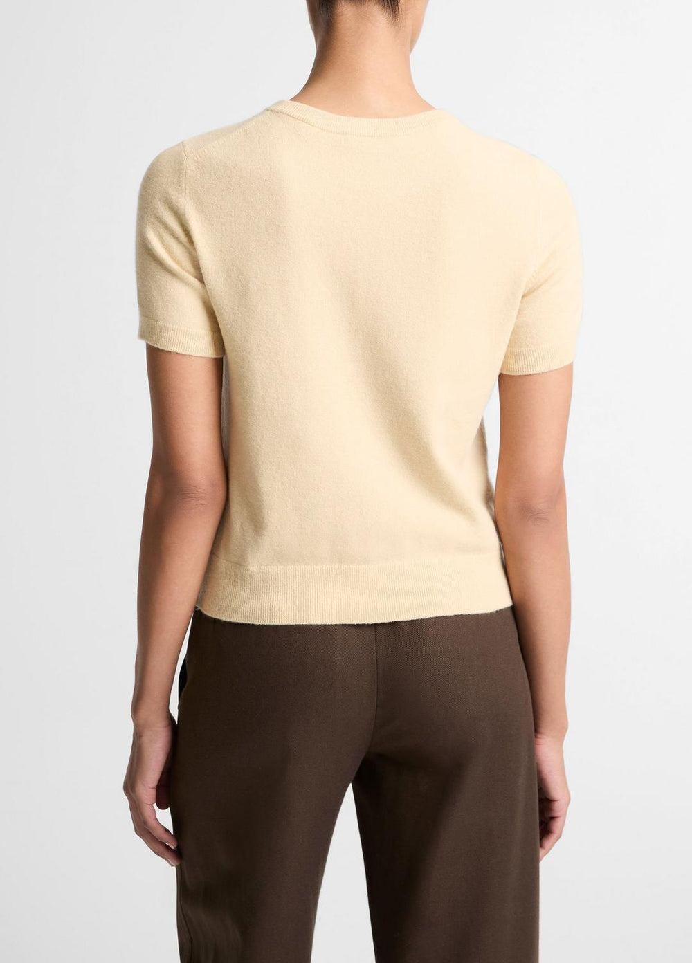 Wool & Cashmere-Blend Short-Sleeve Sweater in Crew Neck - CHAMOMILE | VINCE Women