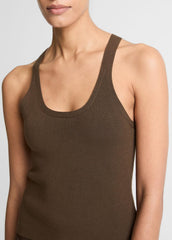 Milano-Stitch Scoop-Neck Sweater Tank in Tank Tops - DARK BARK | VINCE Women